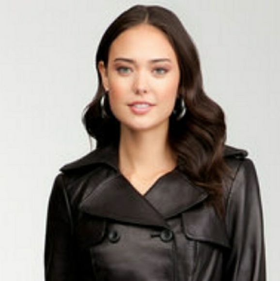 Bebe Hi Low leather trench coat sz Medium New - Picture 2 of 8